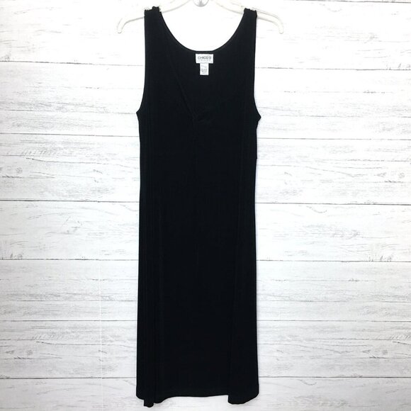 Chico's Travelers Black Sleeveless Dress Slinky Fabric No Iron size 12 - Picture 7 of 7